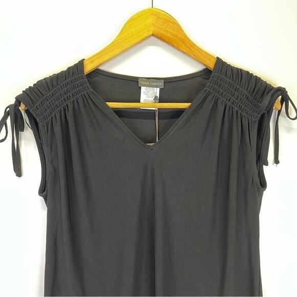 Vince Camuto Tie Shoulder V-Neck top rich black - S - Picture 3 of 10